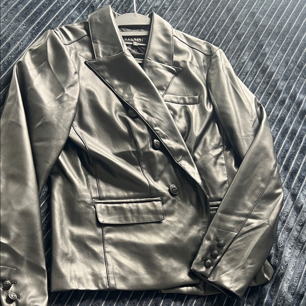 Baccini Black Faux Leather Women's Blazer